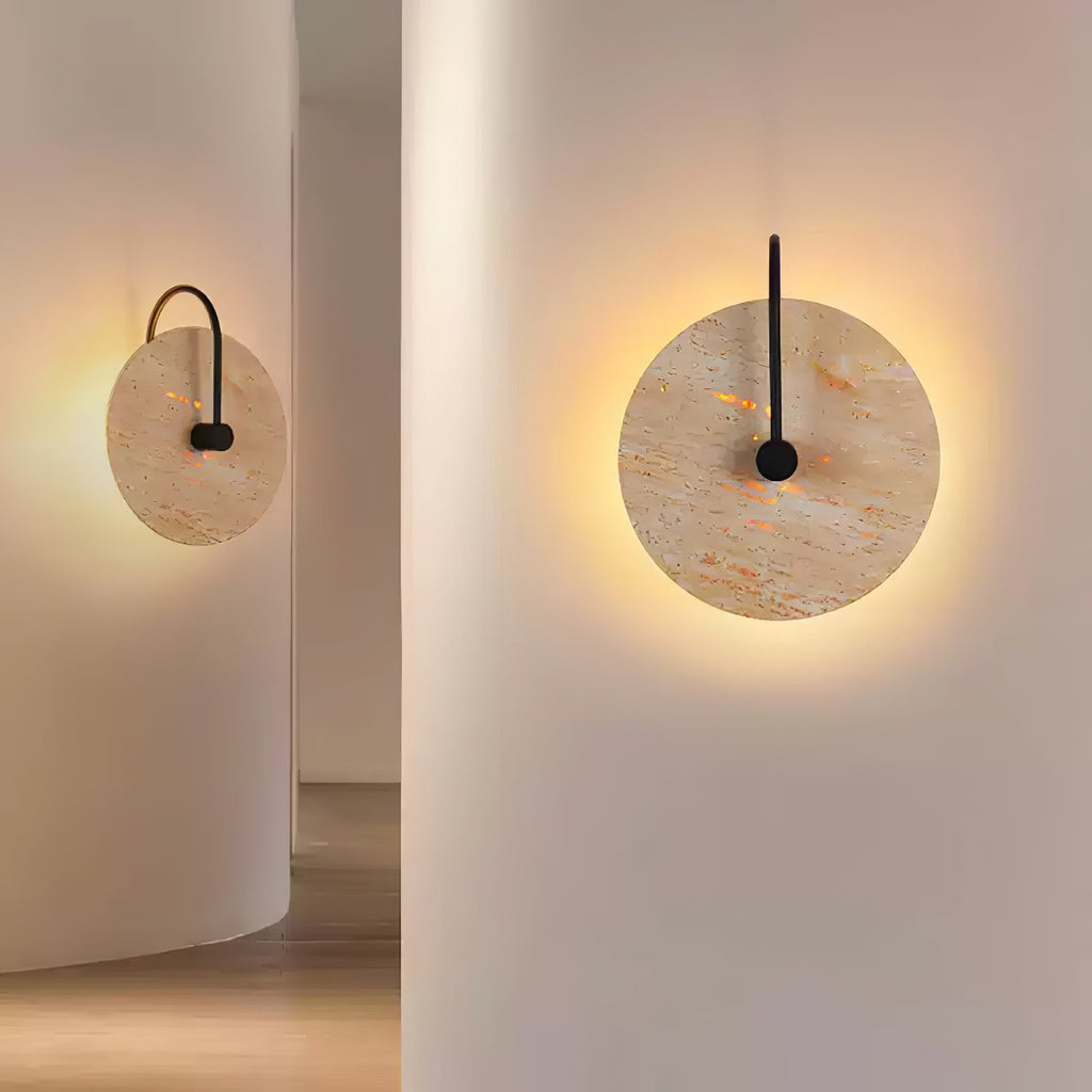 Circular Travertine Wall Light, Hardwired Wall Sconce, detail 18