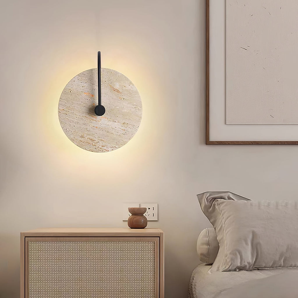 Circular Travertine Wall Light, Hardwired Wall Sconce, detail 26