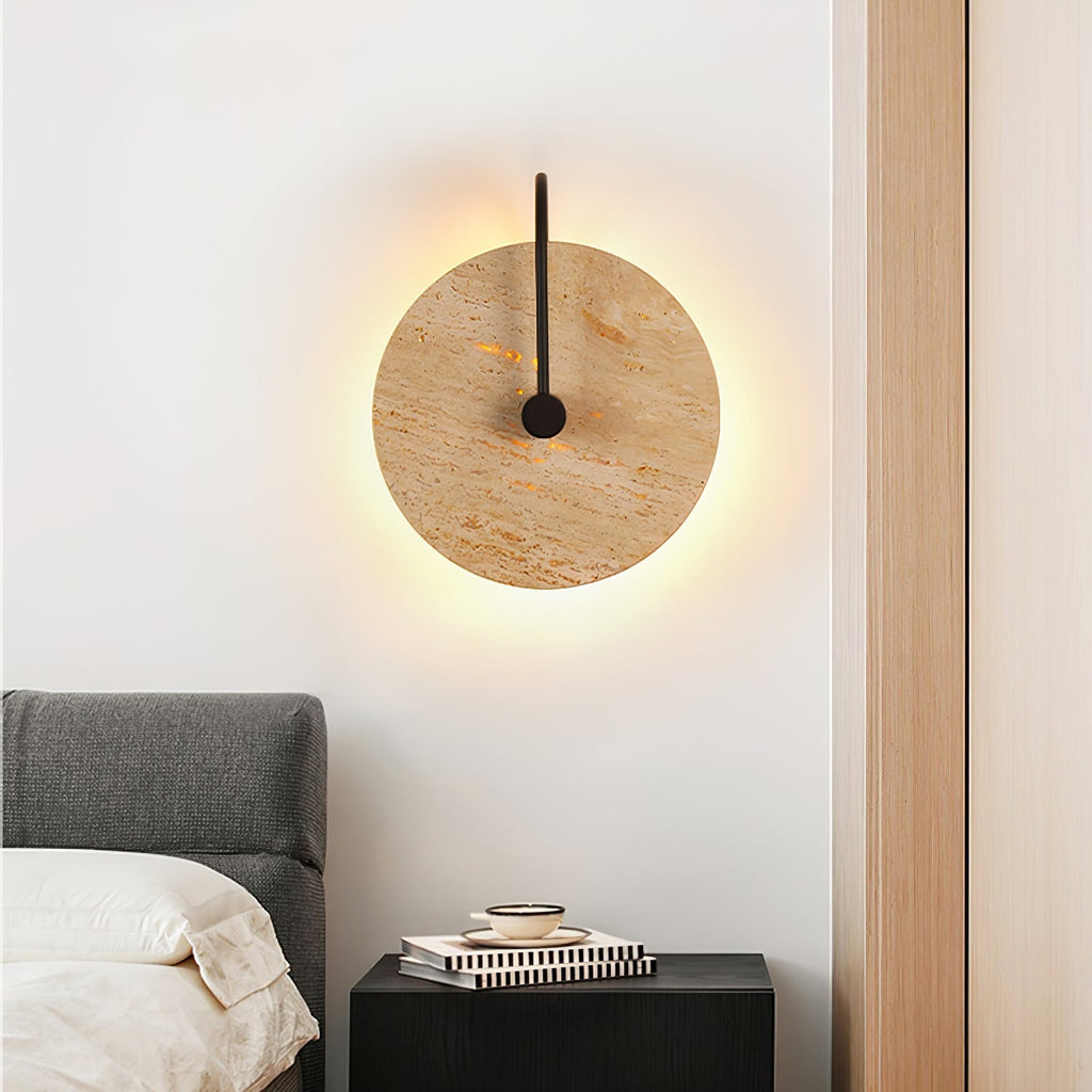 Circular Travertine Wall Light, Hardwired Wall Sconce, detail 21