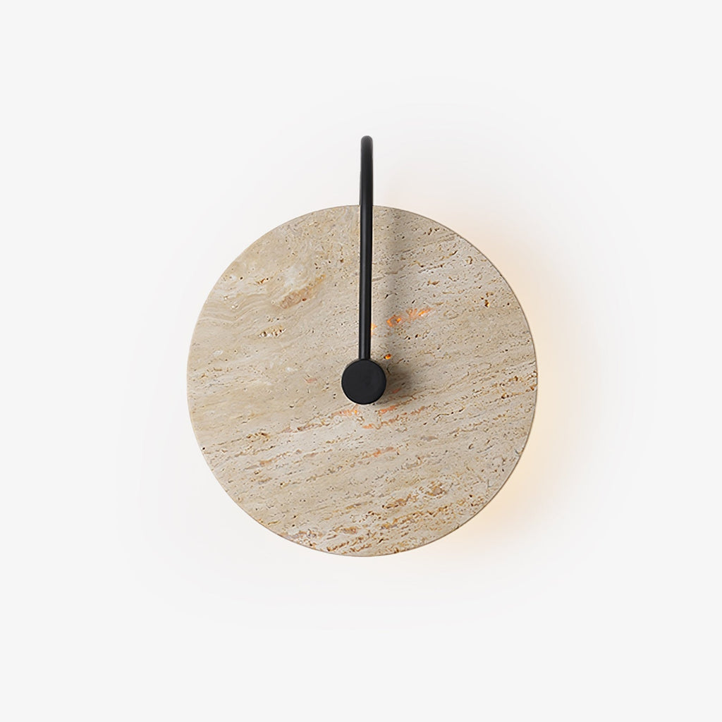 Circular Travertine Wall Light, Hardwired Wall Sconce, Dia 25cm x H 30cm