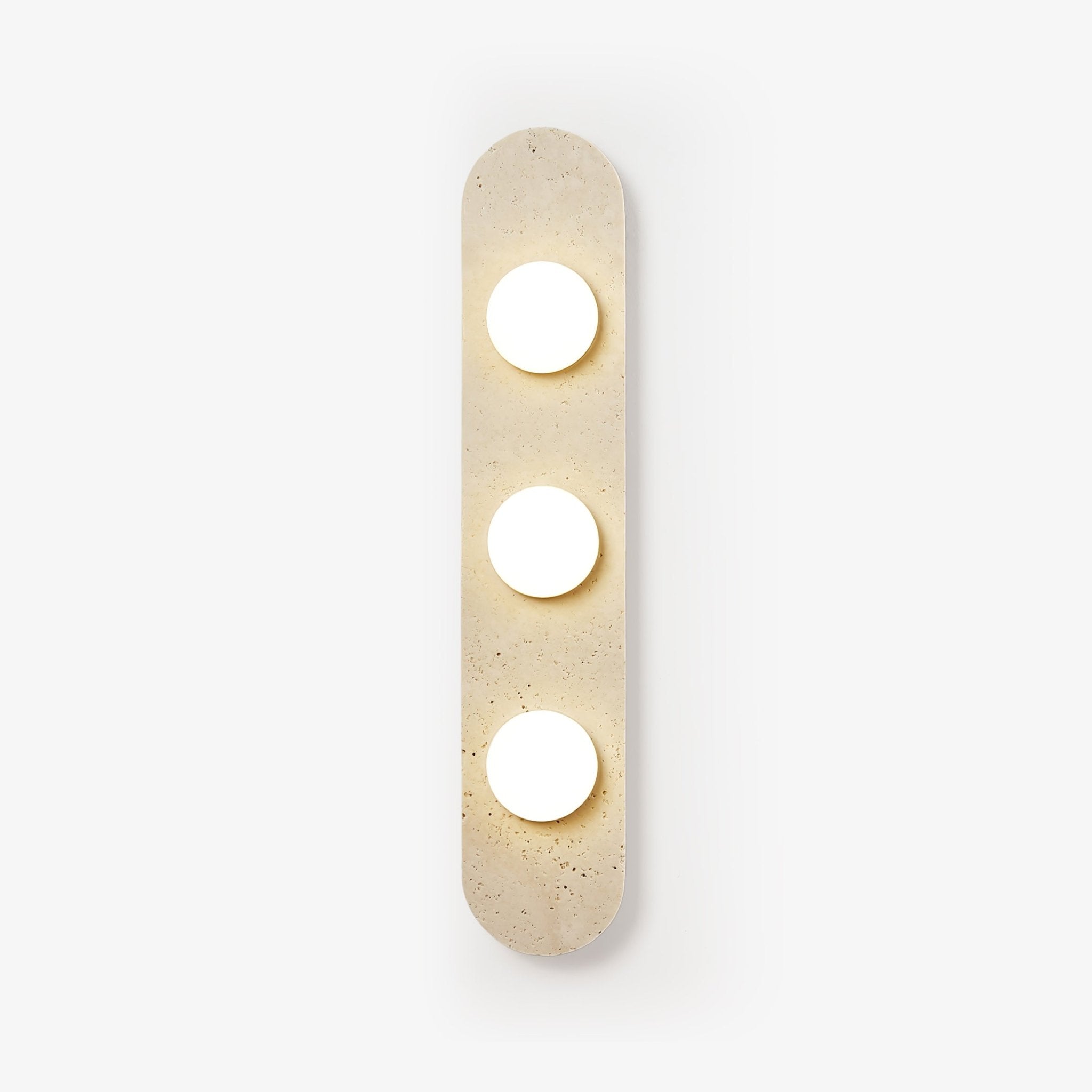 Rounded Travertine Wall Light, Hardwired Wall Sconce, Yellow Travertine, Dia 12cm x H 28cm