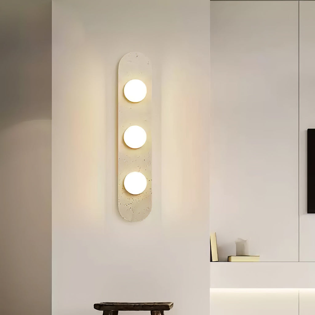 Rounded Travertine Wall Light, Hardwired Wall Sconce, detail 6