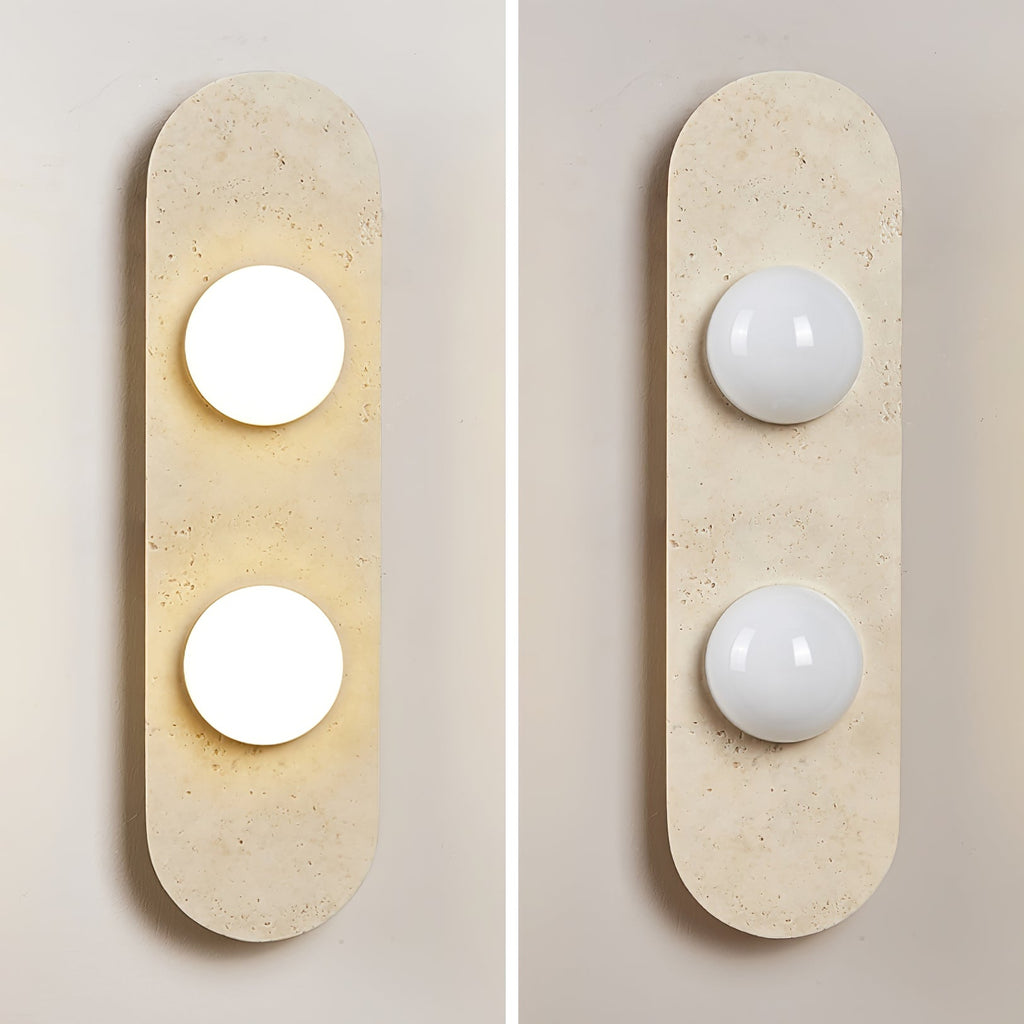 Rounded Travertine Wall Light, Hardwired Wall Sconce, detail 8