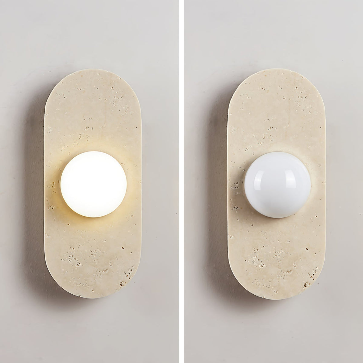 Rounded Travertine Wall Light, Hardwired Wall Sconce, detail 9