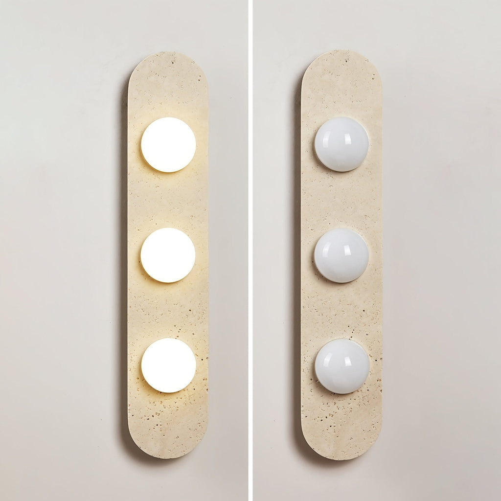 Rounded Travertine Wall Light, Hardwired Wall Sconce, detail 15