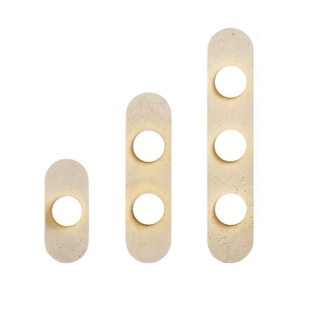 Rounded Travertine Wall Light, Hardwired Wall Sconce, detail 13