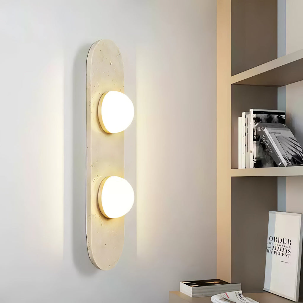Rounded Travertine Wall Light, Hardwired Wall Sconce, detail 17