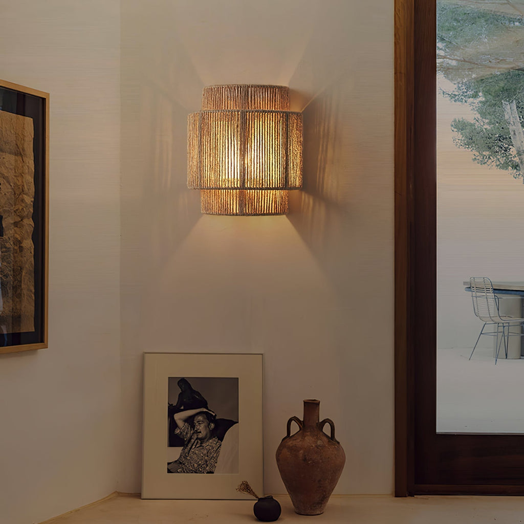 Rustic Weave Wall Light, Hardwired Wall Sconce, detail 2