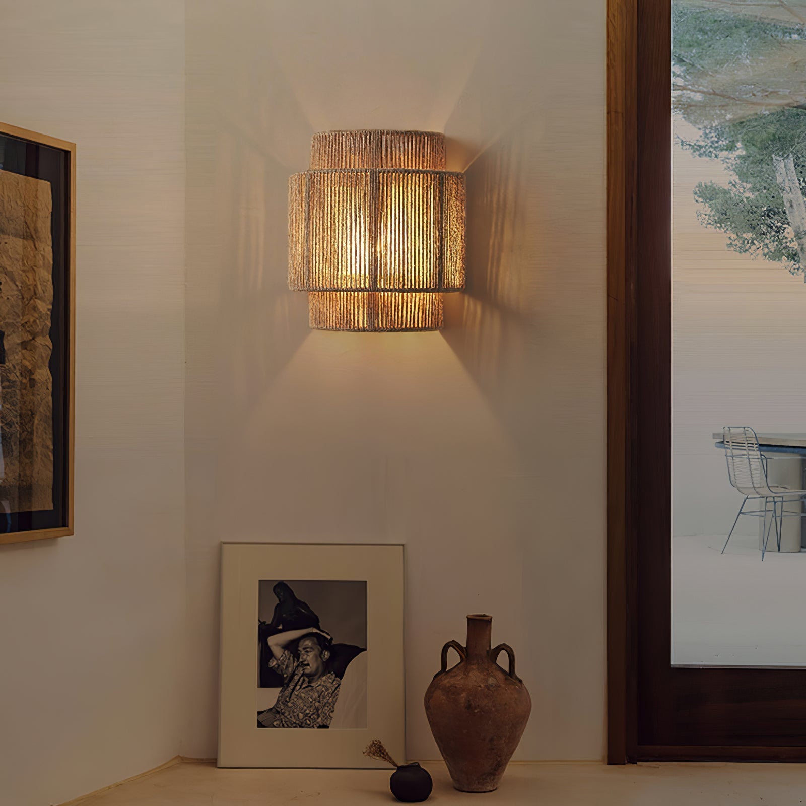 Rustic Weave Wall Light, Hardwired Wall Sconce, detail 2