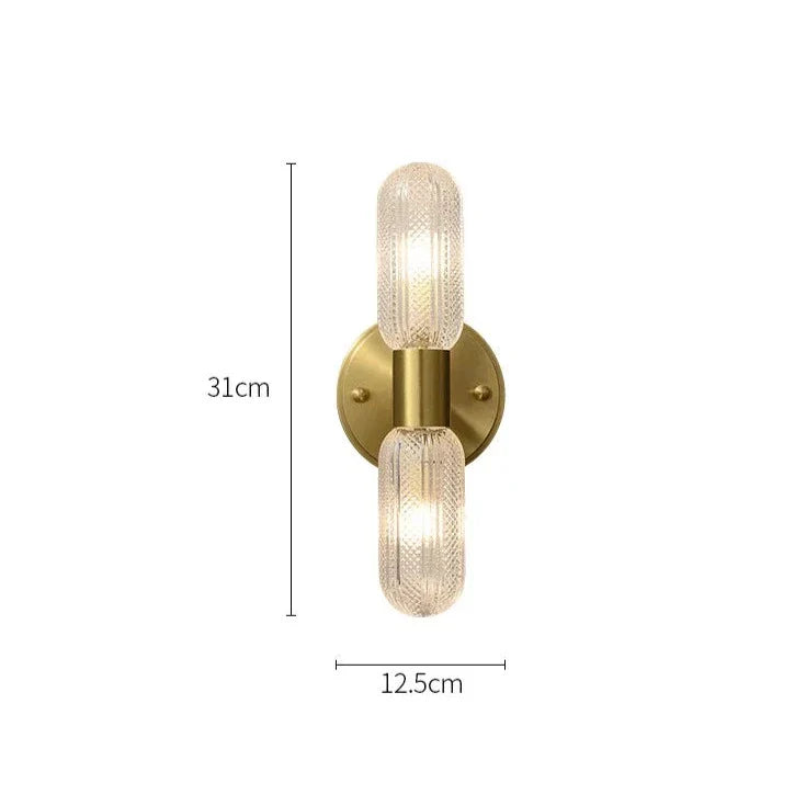 Palermo 12" Brass Wall Light Wall Light, Bathroom Wall Sconce, detail 7