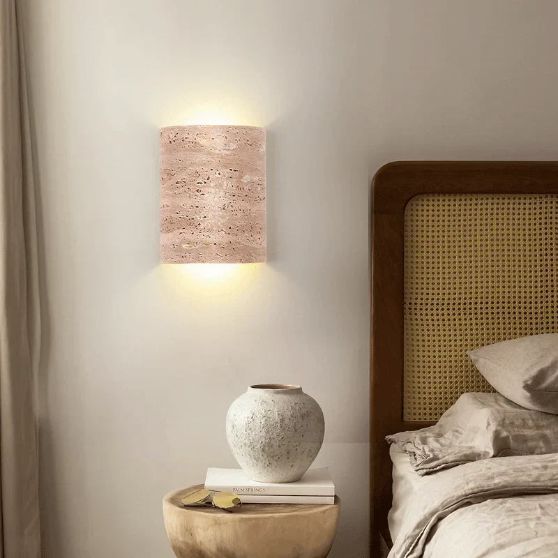 Natural Travertine Art Deco Wall Light, Bedroom Wall Sconce, detail 4
