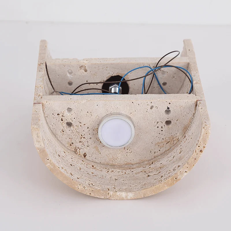 Natural Travertine Art Deco Wall Light, Bedroom Wall Sconce, detail 6