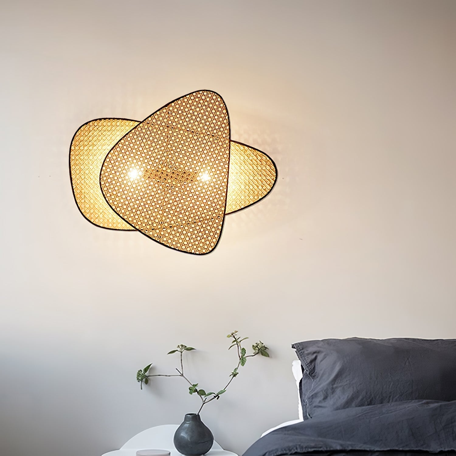 Screen Cannage Wall Light - Dia 33cm x H 42cm Bamboo, Hardwired Wall Sconce, detail 3