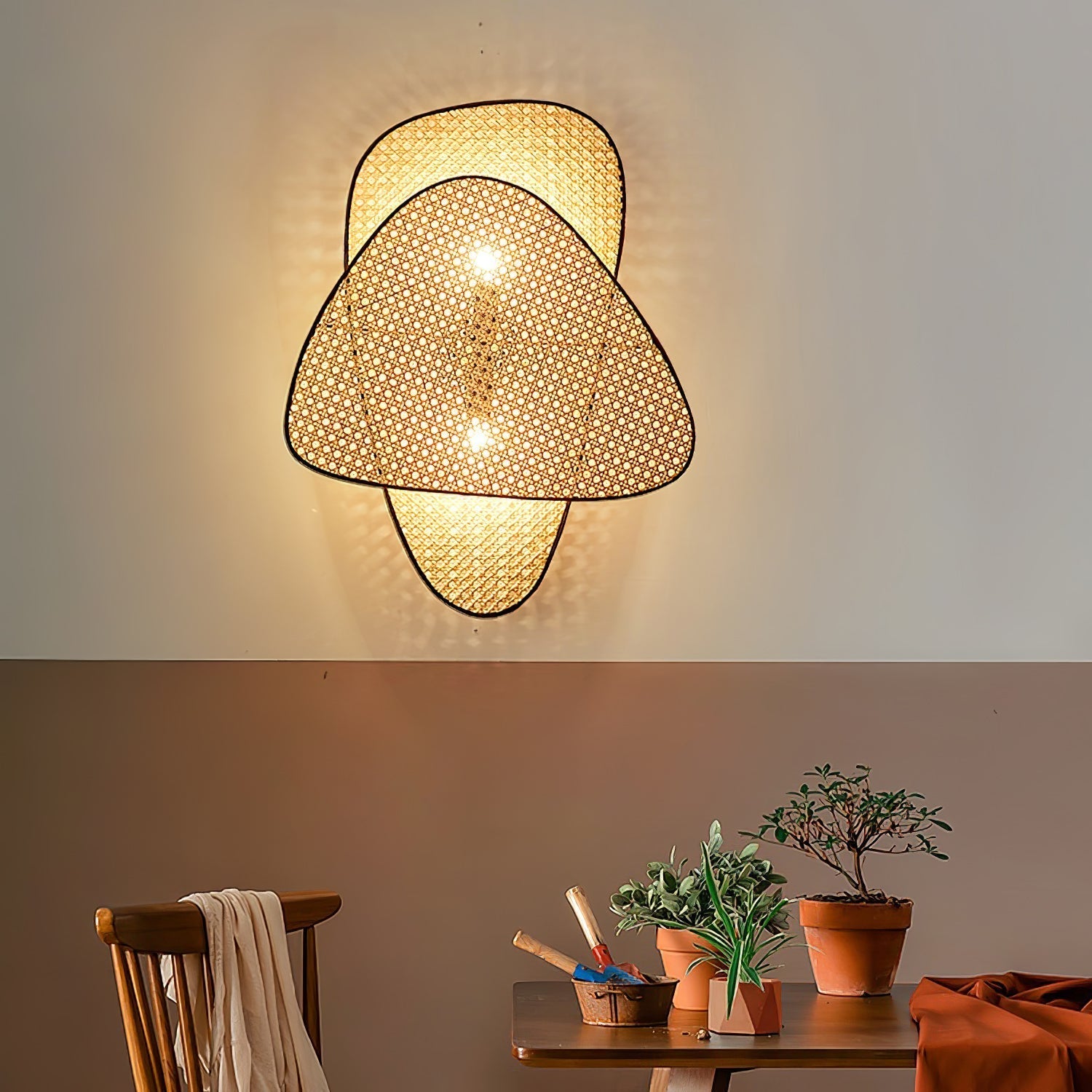 Screen Cannage Wall Light - ∅ 13″ x H 16.5″ Bamboo, Hardwired Wall Sconce, detail 4