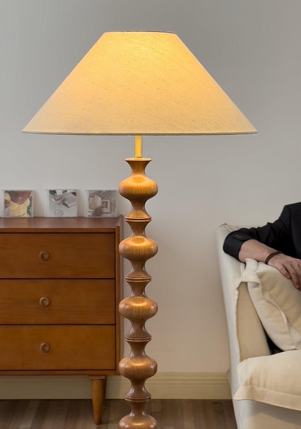 Sculpted Rhythm Wood Floor Light, Floor Lamp, detail 6