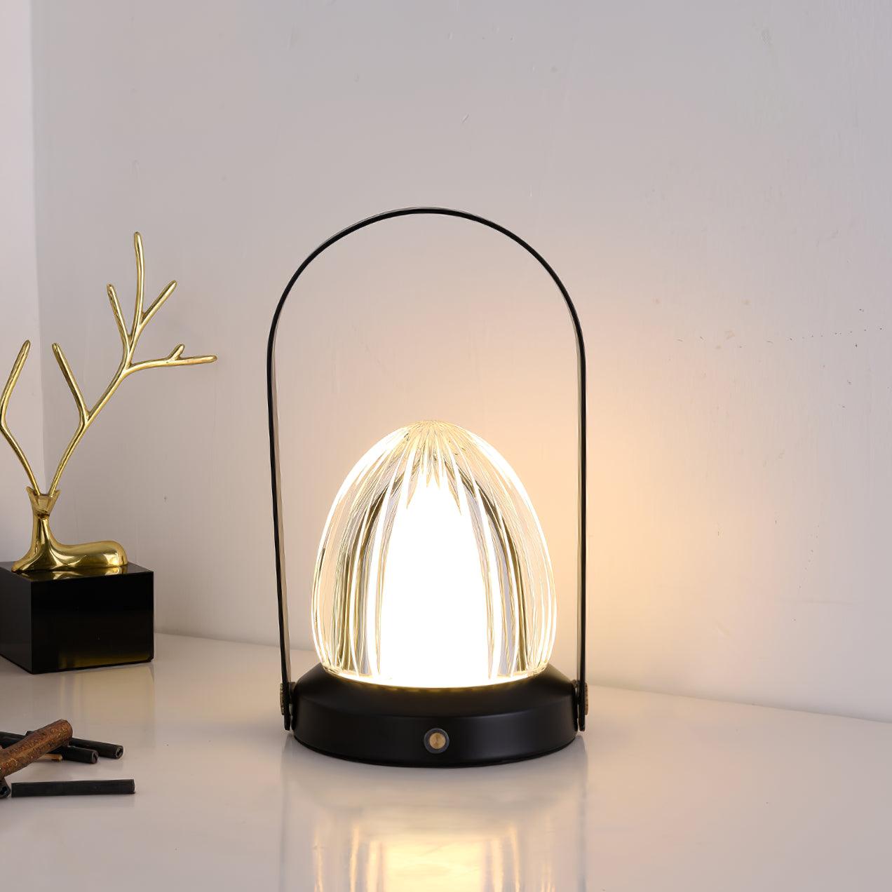 Seine Built-in Battery Table Light, Bedside Table Lamp, Iron, ∅ 5.5″ x H 9.6″