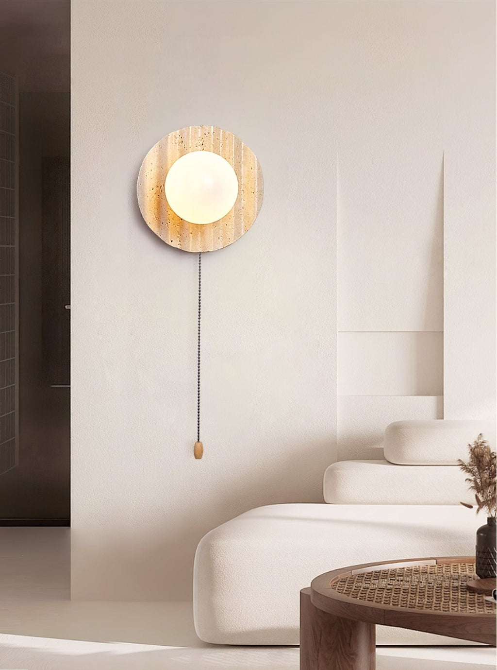 Selorar Travertine Wall Light, Hardwired Wall Sconce, detail 15