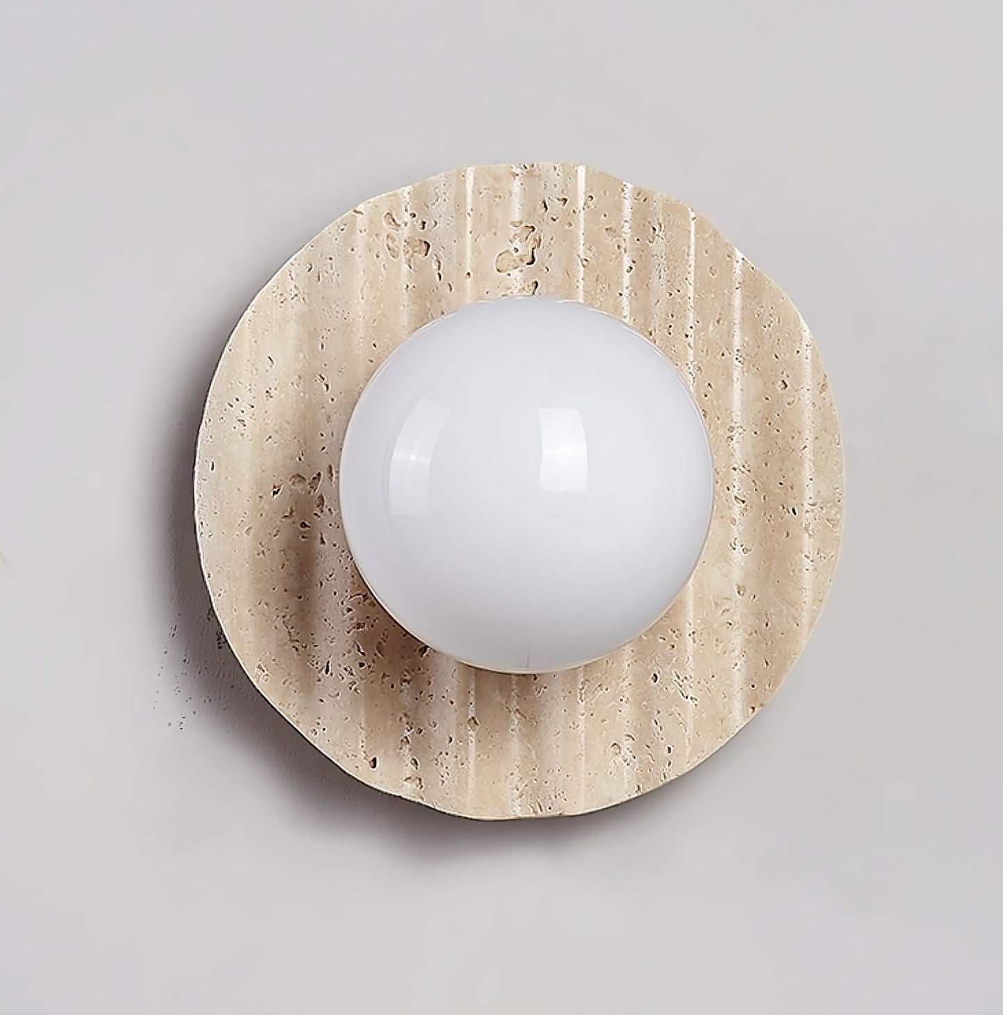 Selorar Travertine Wall Light, Hardwired Wall Sconce, Metal, Dia 20cm x H 20cm