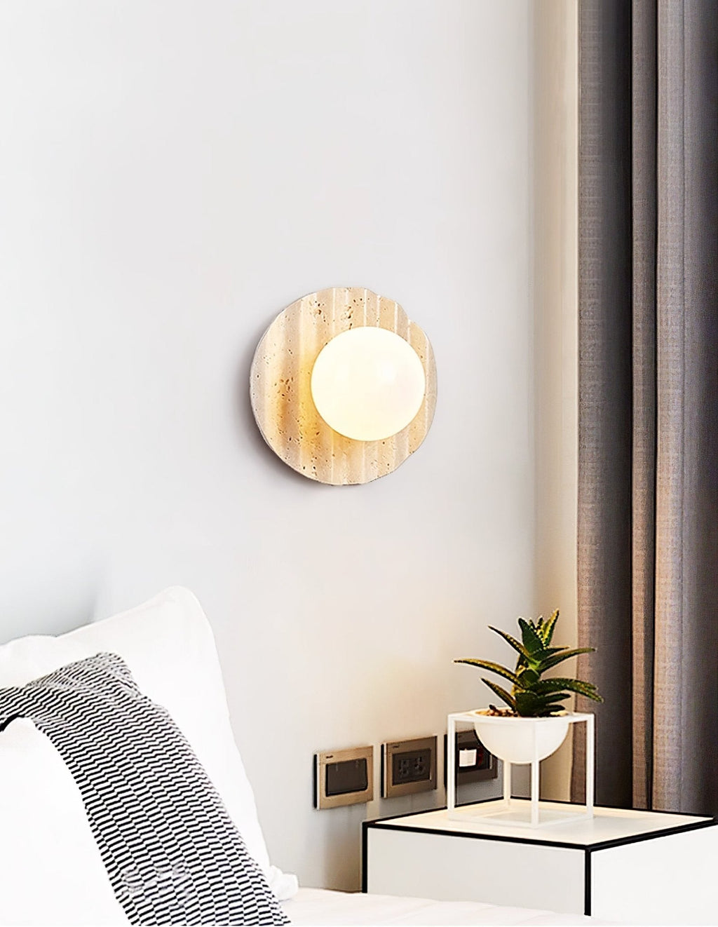 Selorar Travertine Wall Light, Hardwired Wall Sconce, detail 3