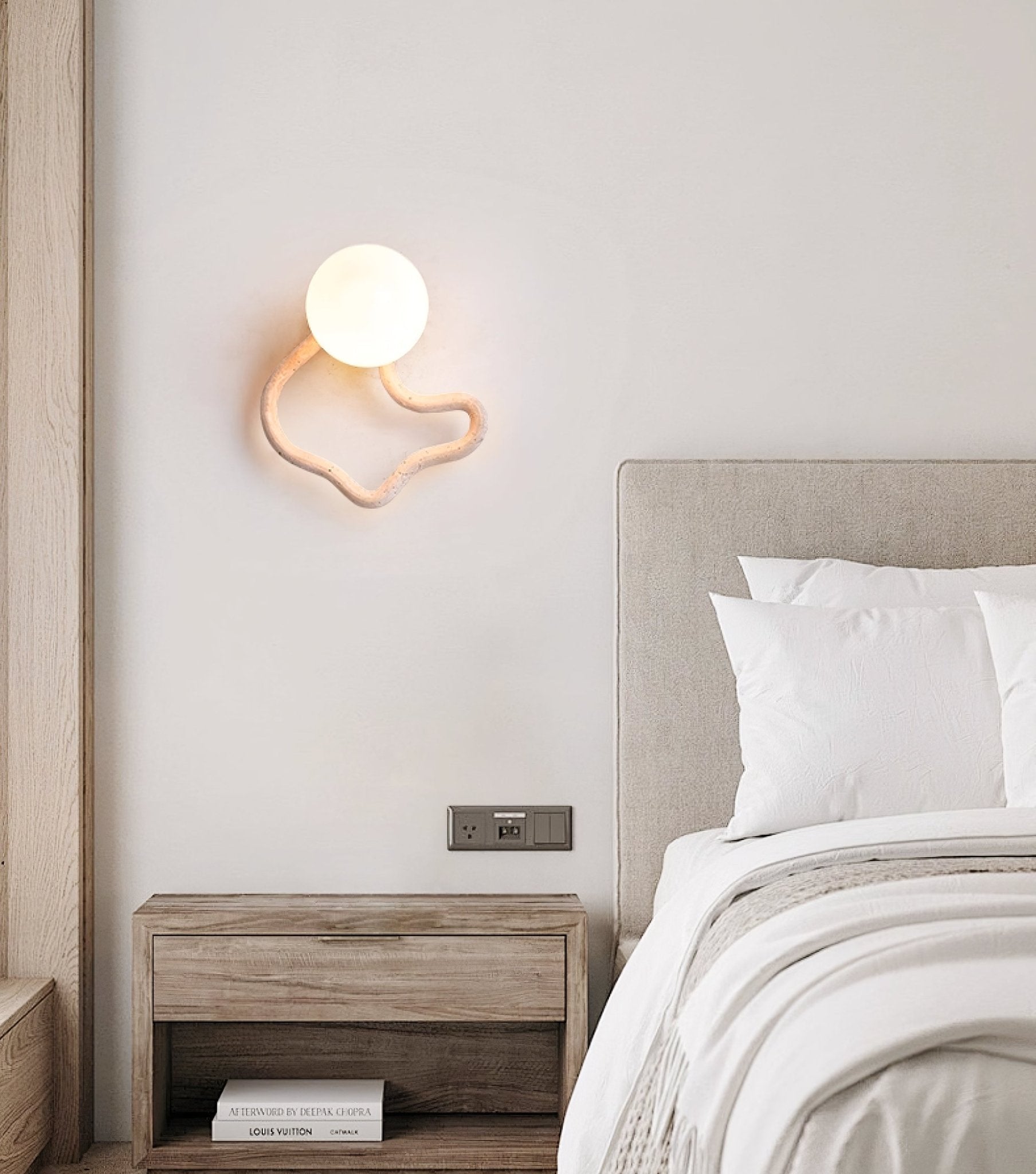 Serpentine Travertine Wall Light, Hardwired Wall Sconce, detail 3
