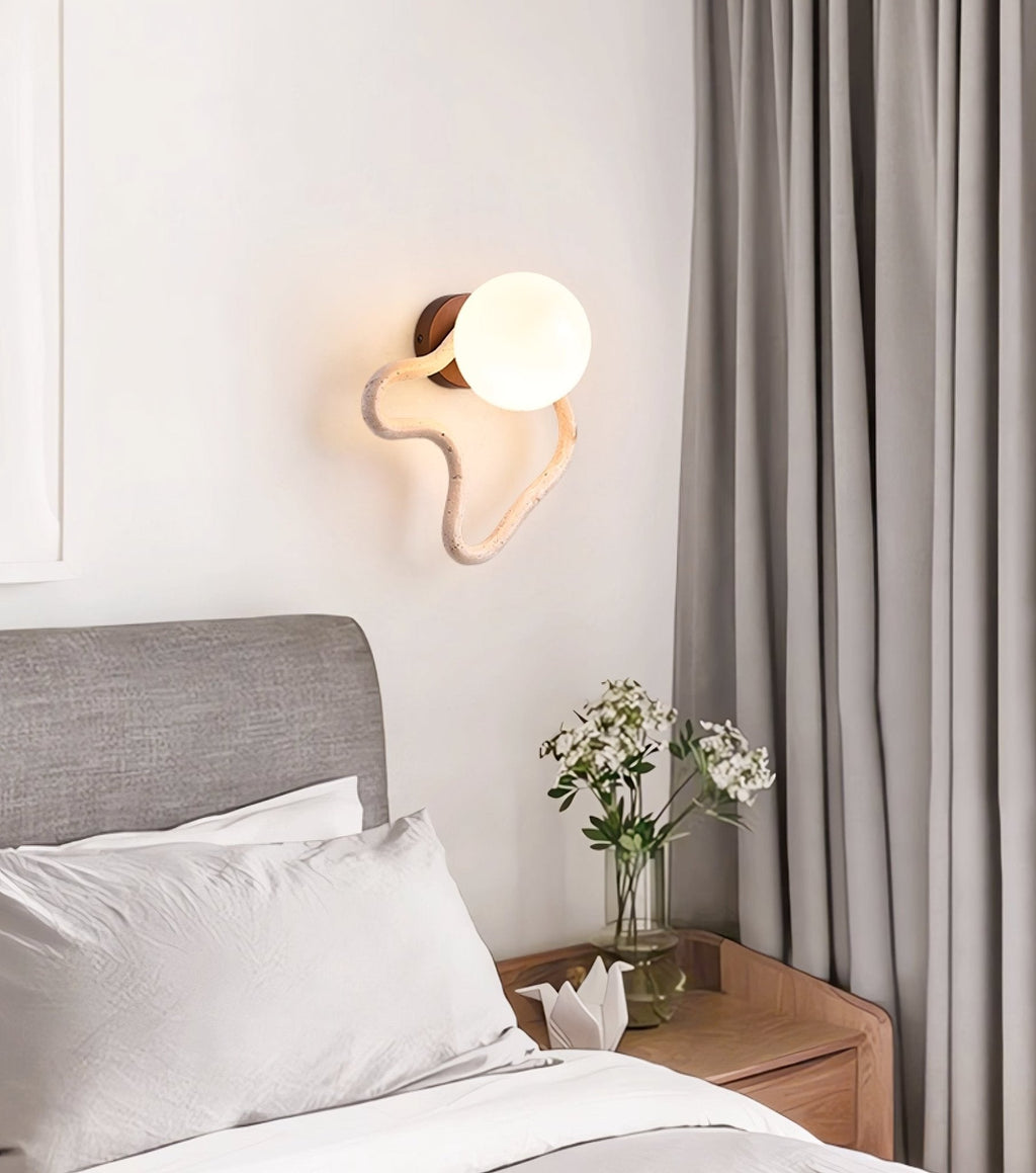 Serpentine Travertine Wall Light, Hardwired Wall Sconce, detail 4