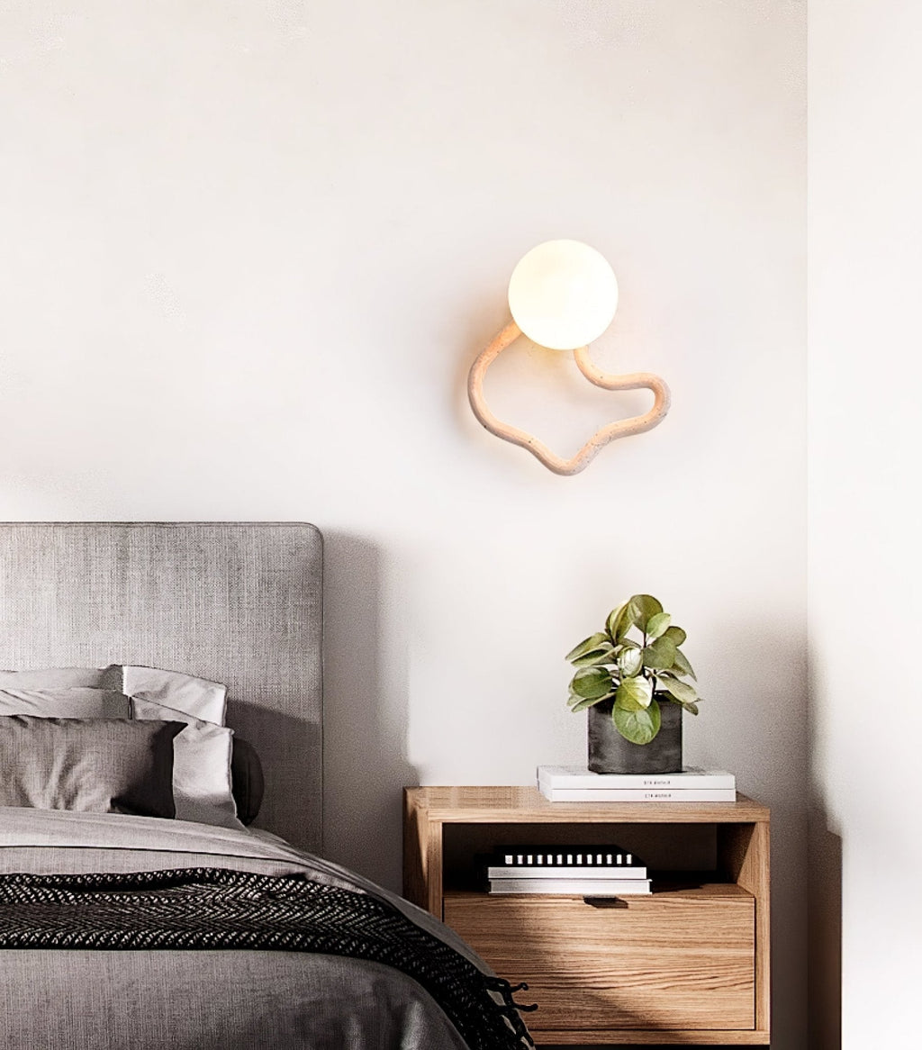 Serpentine Travertine Wall Light, Hardwired Wall Sconce, detail 7