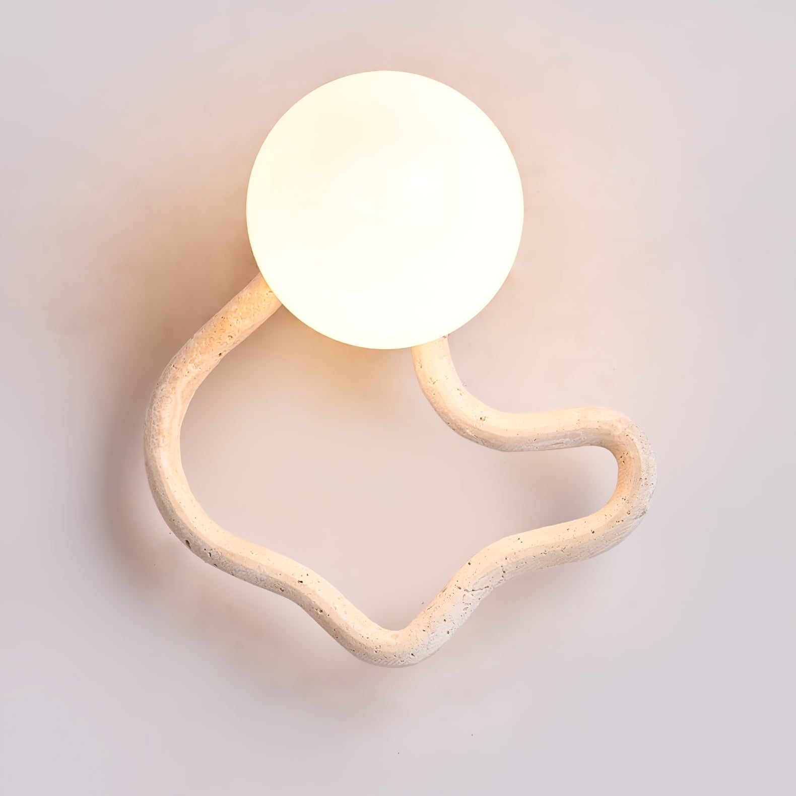 Serpentine Travertine Wall Light, Hardwired Wall Sconce, detail 8