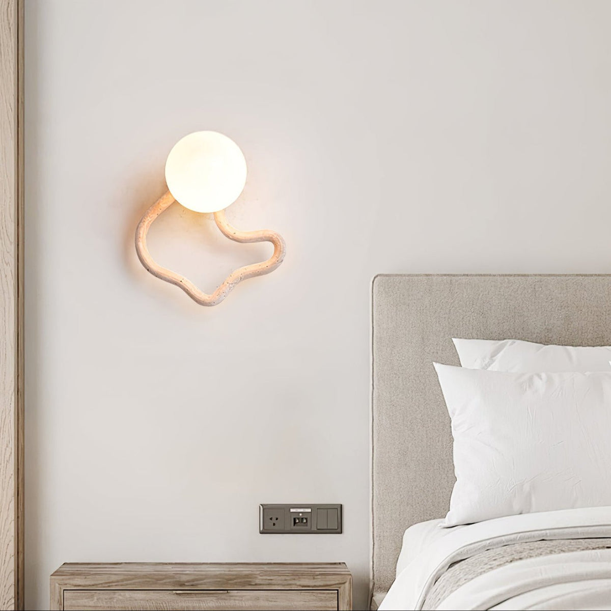 Serpentine Travertine Wall Light, Hardwired Wall Sconce, detail 10
