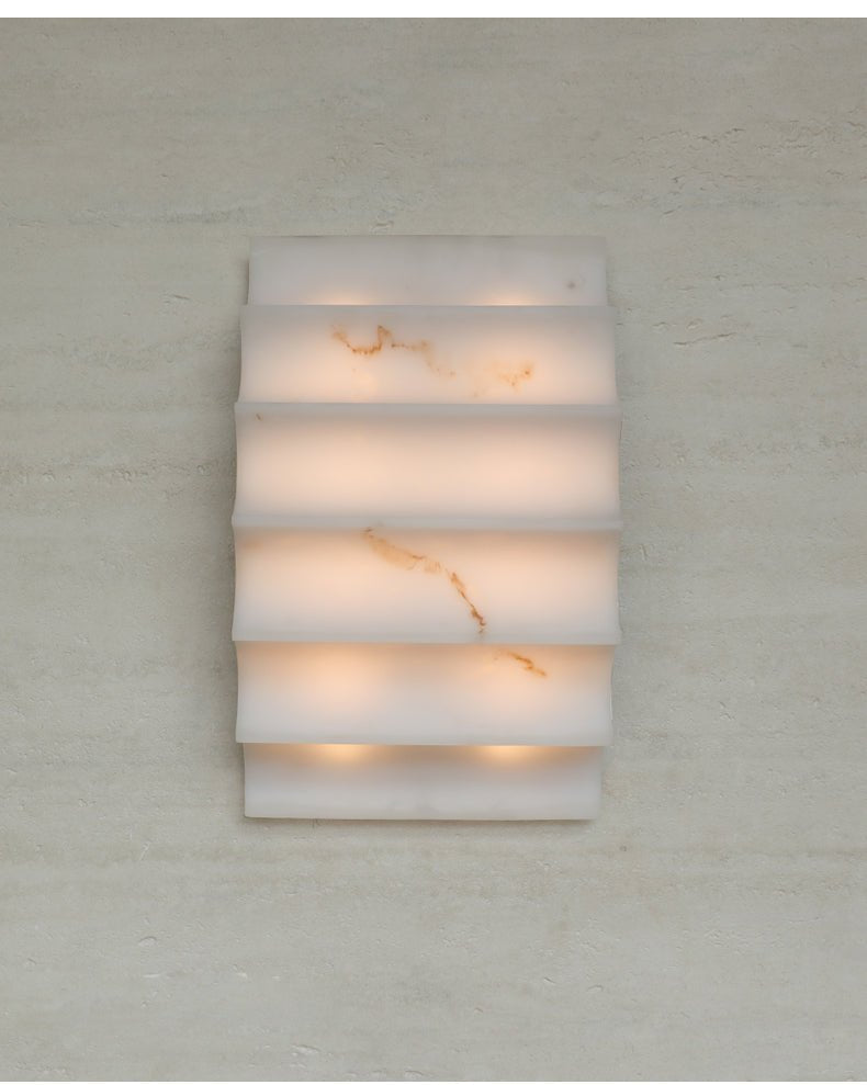 Serra Tiered Alabaster Wall Light, Hardwired Wall Sconce, detail 10