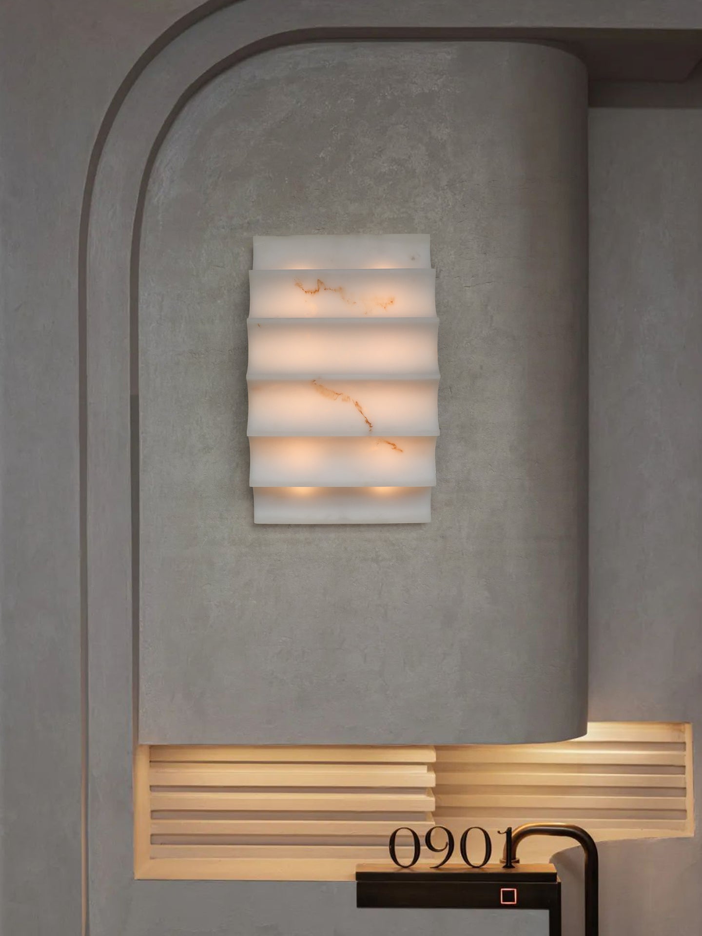 Serra Tiered Alabaster Wall Light, Hardwired Wall Sconce, detail 2
