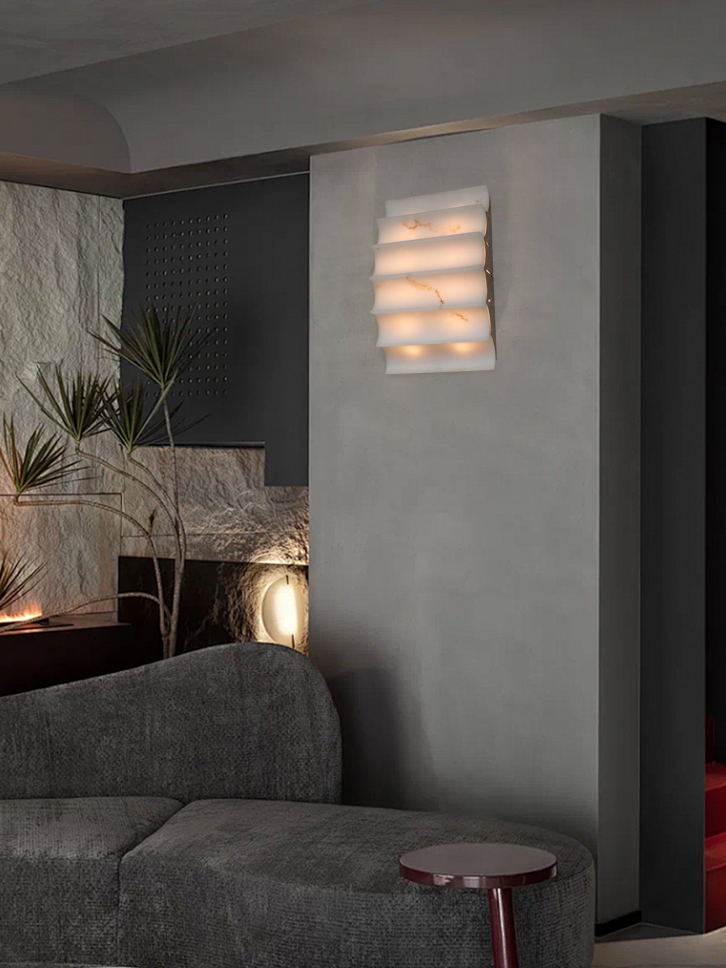 Serra Tiered Alabaster Wall Light, Hardwired Wall Sconce, detail 4