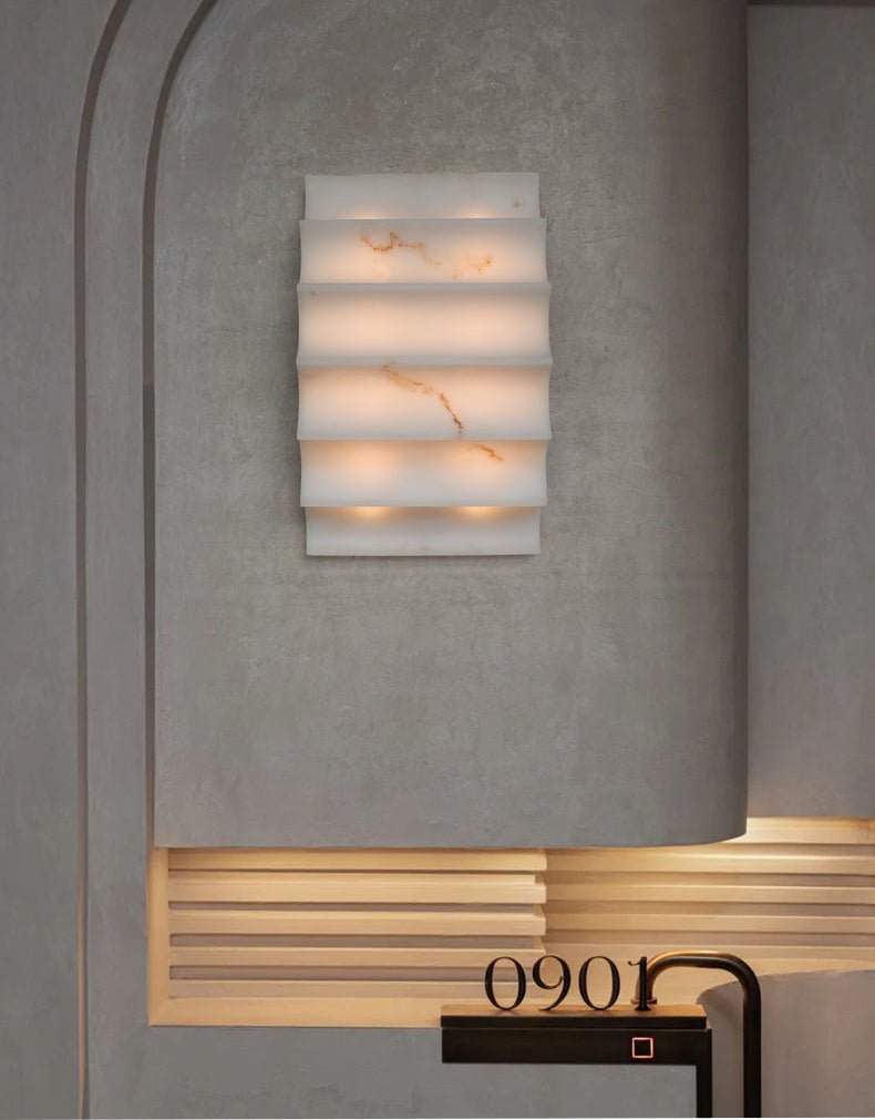 Serra Tiered Alabaster Wall Light, Hardwired Wall Sconce, detail 5