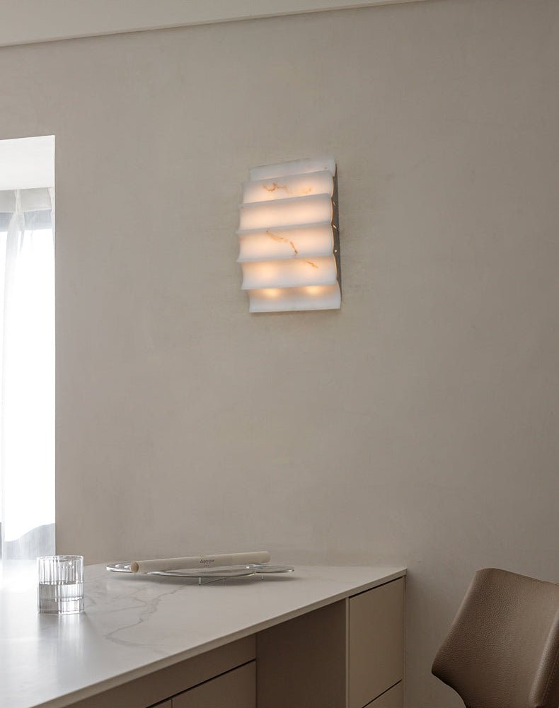 Serra Tiered Alabaster Wall Light, Hardwired Wall Sconce, detail 6