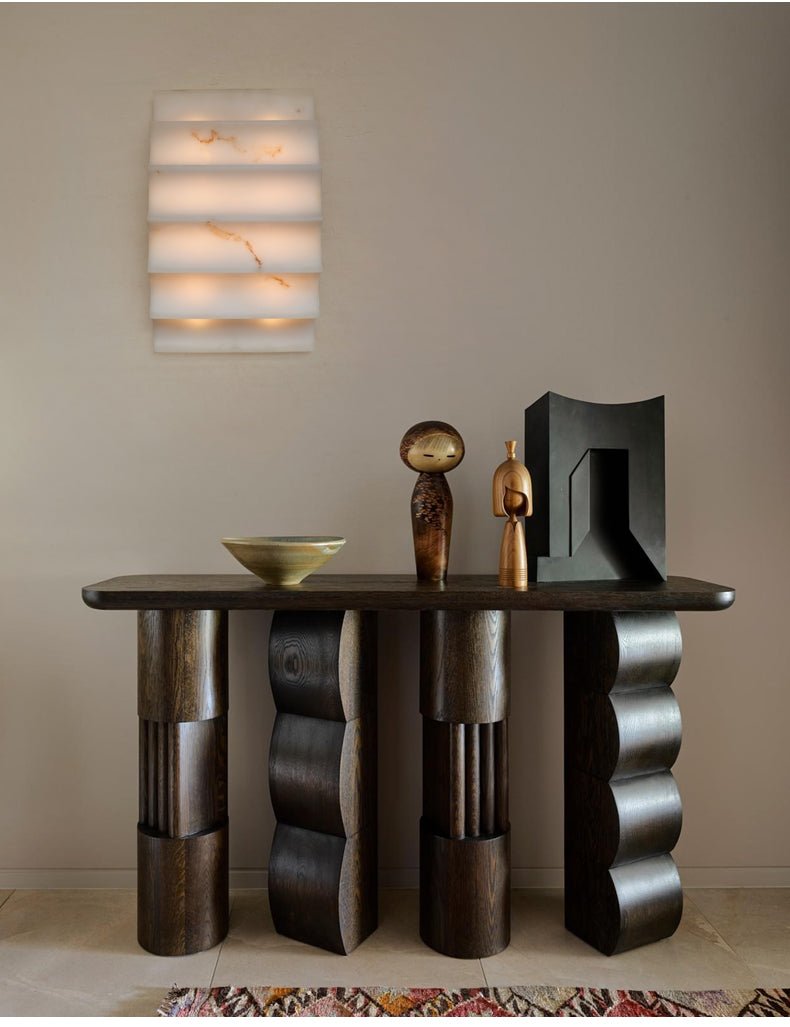 Serra Tiered Alabaster Wall Light, Hardwired Wall Sconce, detail 3
