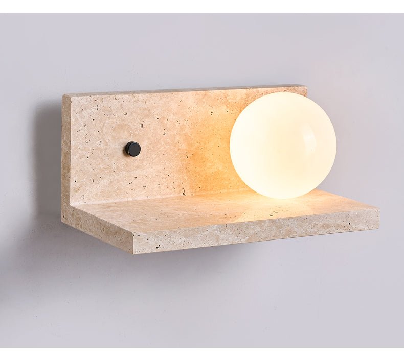 Shelf Travertine Wall Light, Hardwired Wall Sconce, detail 21