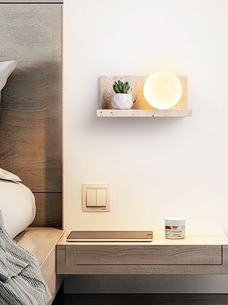 Shelf Travertine Wall Light, Hardwired Wall Sconce, detail 15