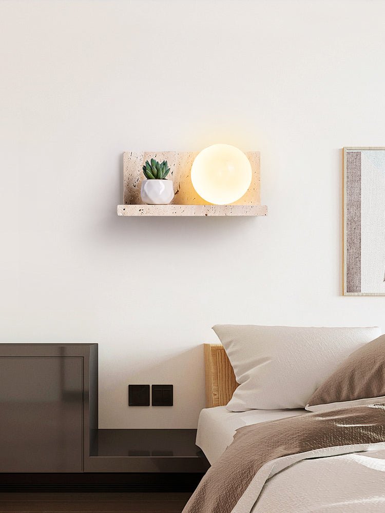 Shelf Travertine Wall Light, Hardwired Wall Sconce, detail 17
