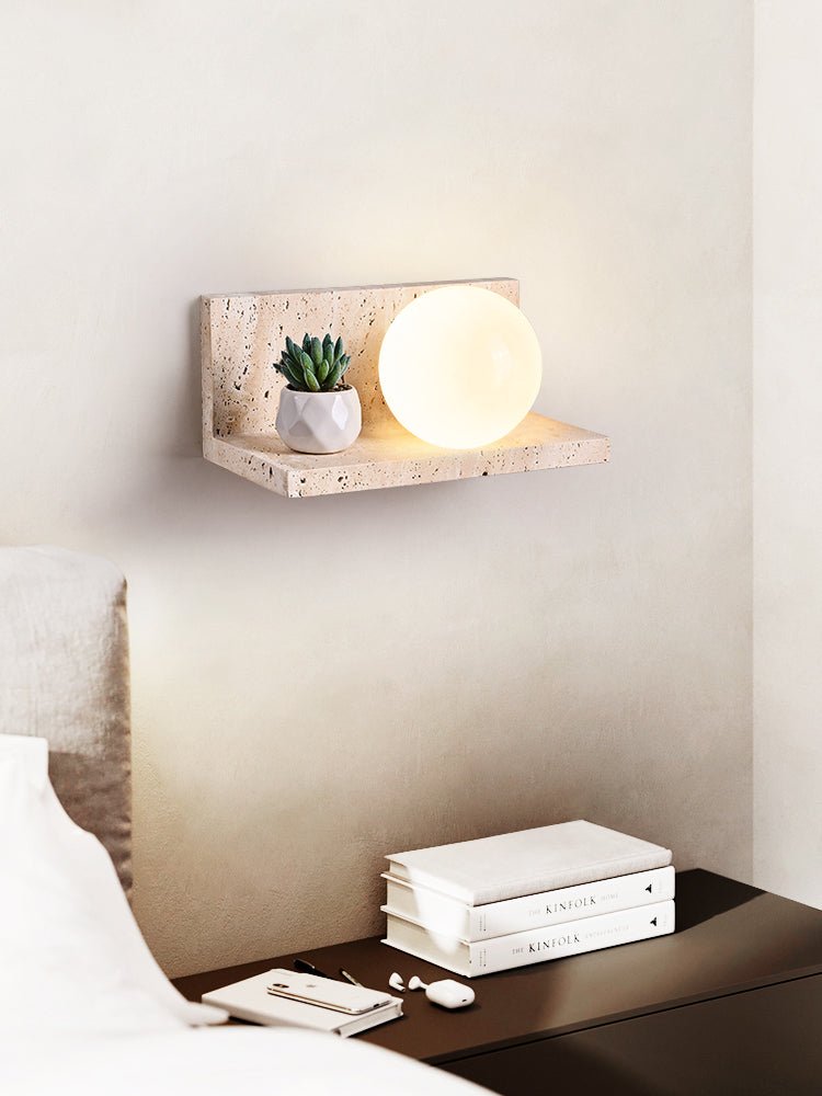 Shelf Travertine Wall Light, Hardwired Wall Sconce, detail 18
