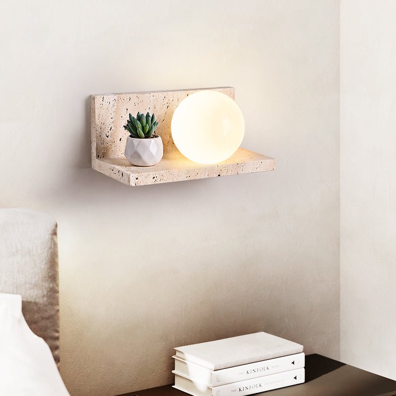 Shelf Travertine Wall Light, Hardwired Wall Sconce, detail 19