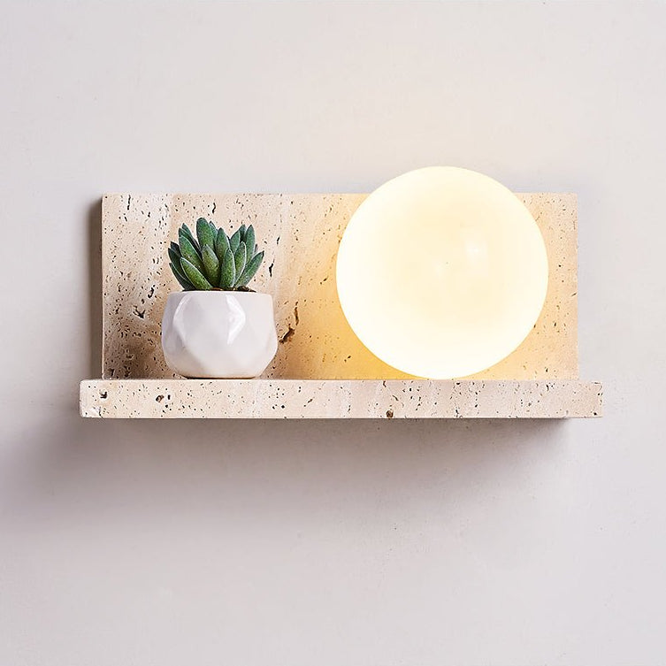 Shelf Travertine Wall Light, Hardwired Wall Sconce, detail 8