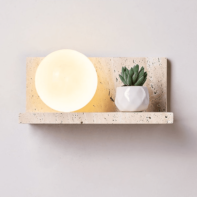 Shelf Travertine Wall Light, Hardwired Wall Sconce, detail 22