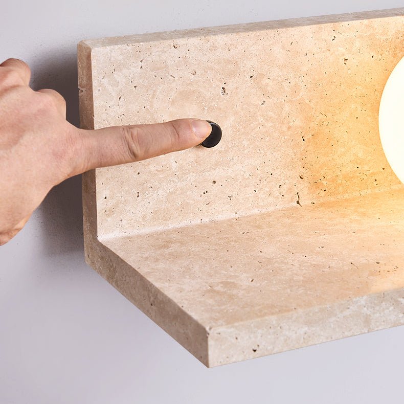 Shelf Travertine Wall Light, Hardwired Wall Sconce, detail 9