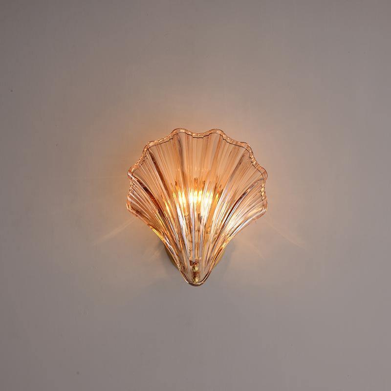 Shell Wall Light, Hardwired Wall Sconce, Brass, Dia 20cm x H 22cm