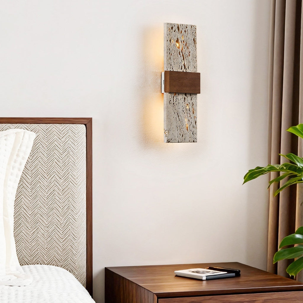 Siena Travertine Wall Light, Hardwired Wall Sconce, detail 4