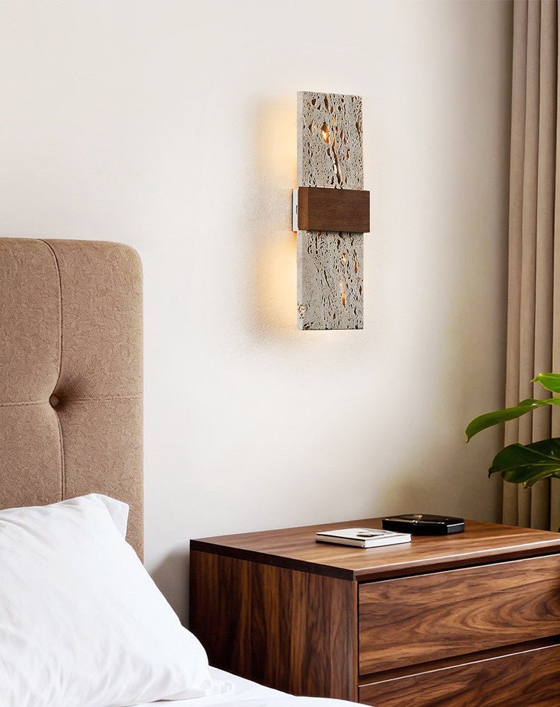Siena Travertine Wall Light, Hardwired Wall Sconce, detail 5
