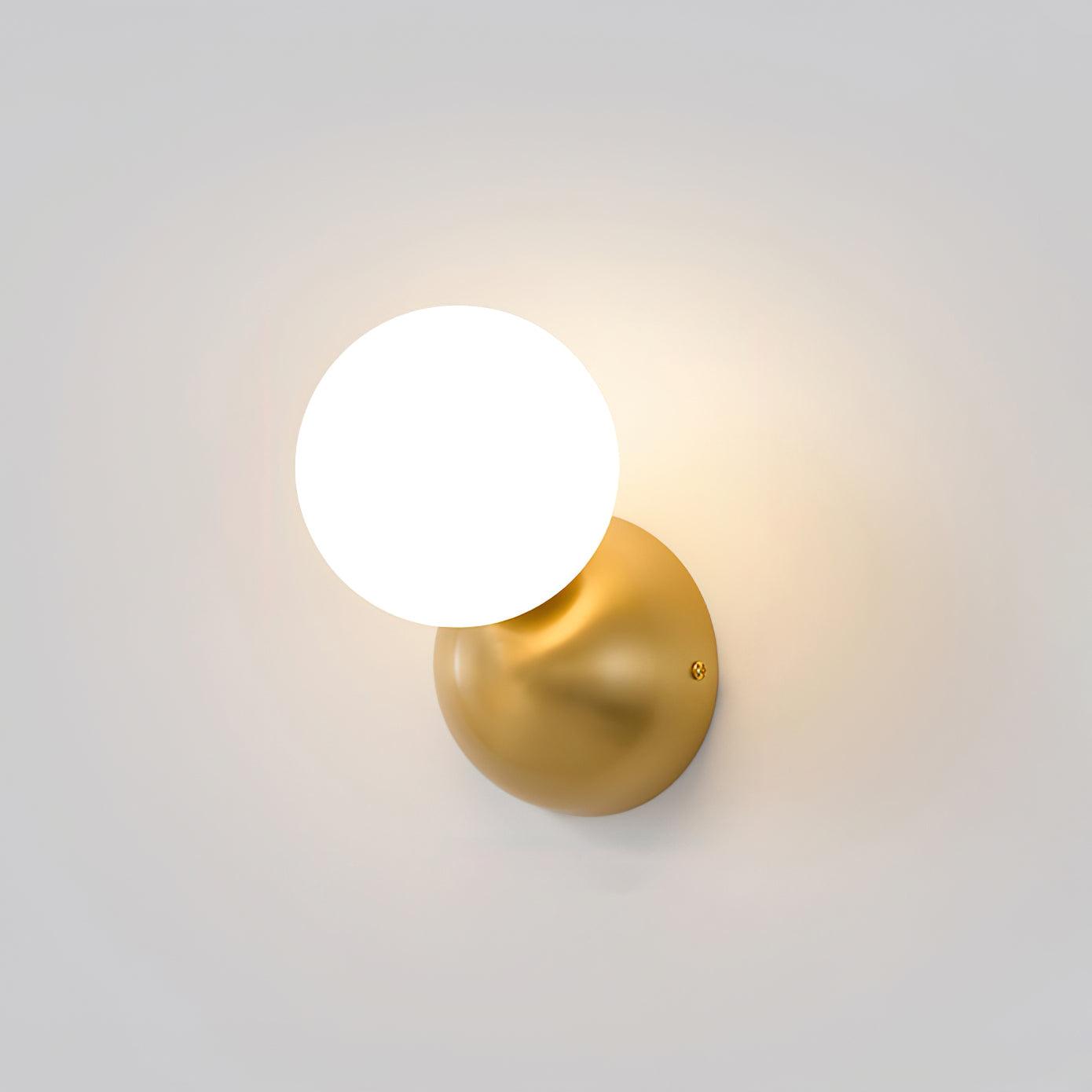 Single Globe Wall Light, Hardwired Wall Sconce, Brass, Dia 10cm x W 13cm x H 16cm