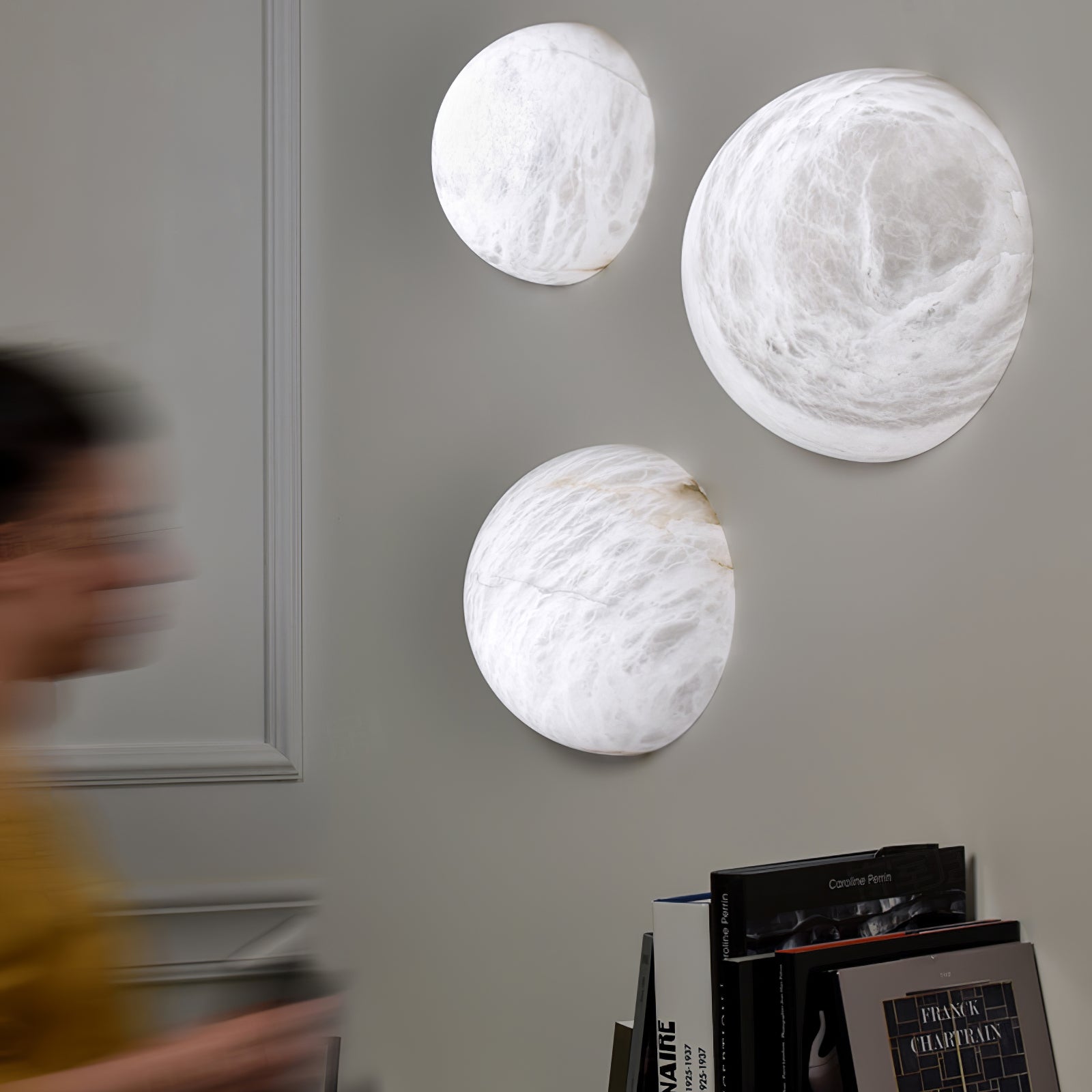 Snowflake Alabaster Wall Light Wall Light, Hardwired Wall Sconce, detail 2