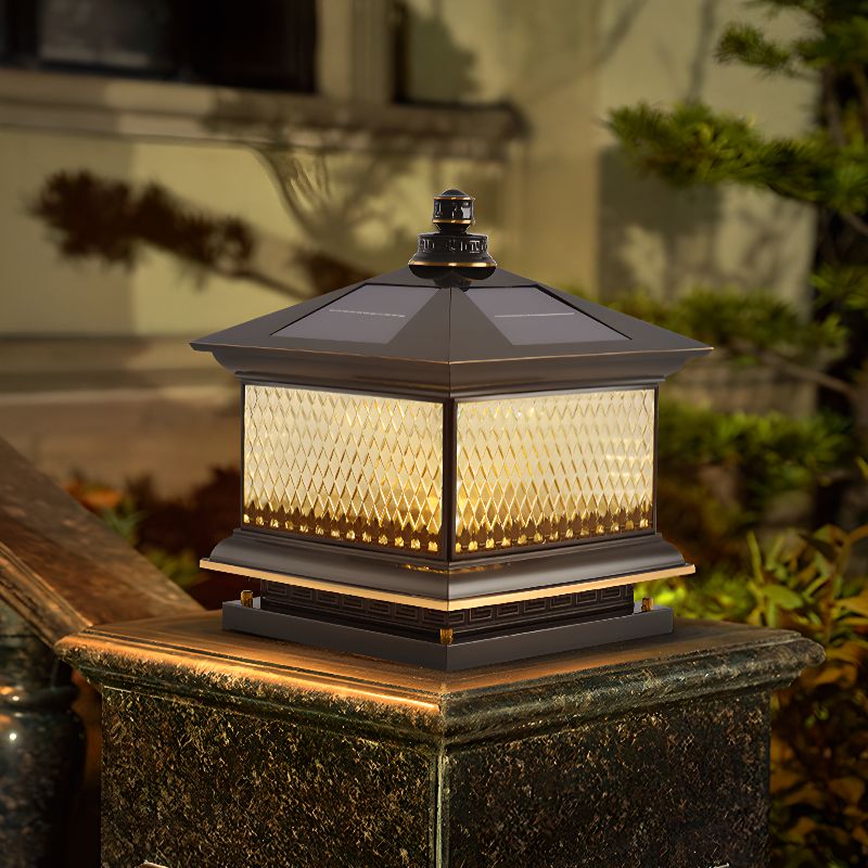 Diamond Solar Post Exterior Light, Outdoor Wall Light, detail 2