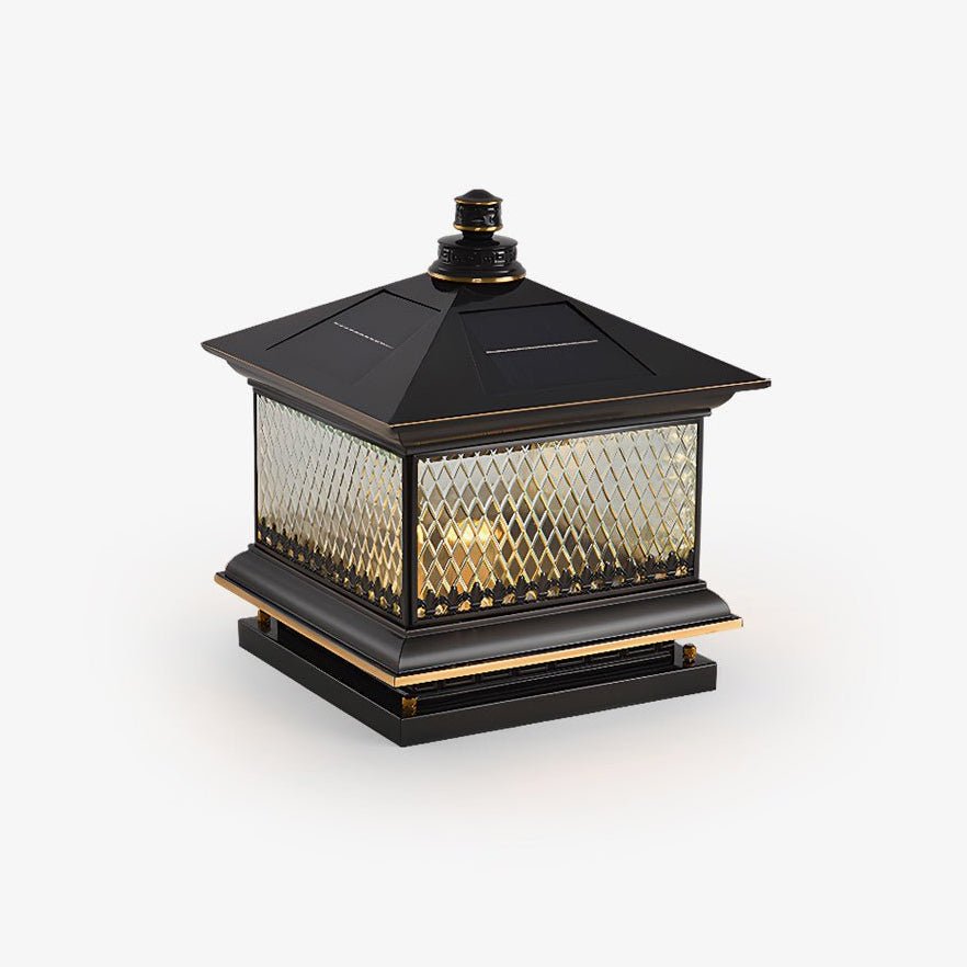 Diamond Solar Post Exterior Light, Outdoor Wall Light, Aluminum, L 30cm x W 30cm x H 35cm