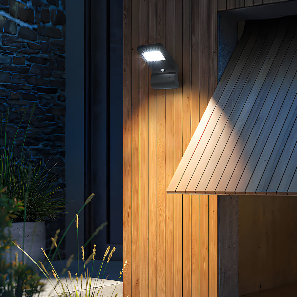 Exterior Black LED Solar Wall Fixtures, Outdoor Wall Light, 9.3"